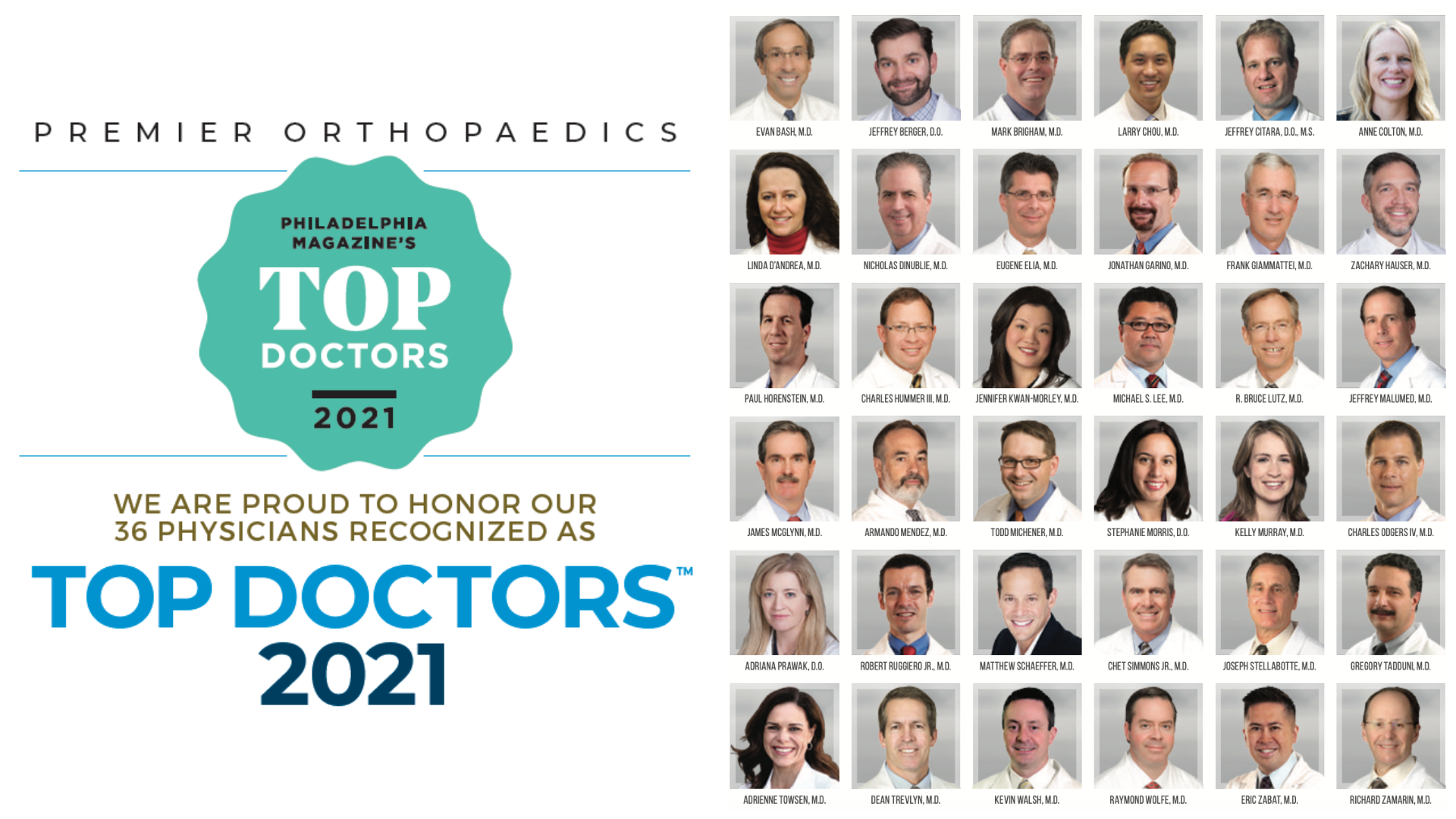 Philadelphia Magazine’s Top Doctors™ 2021 – Premier Orthopaedics